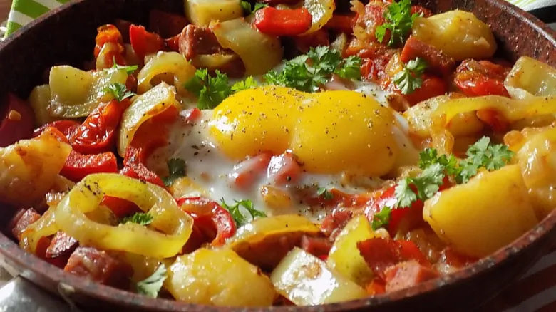 Cooked lech with eggs
