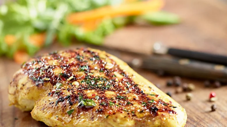 Grilled chicken breast with marinade