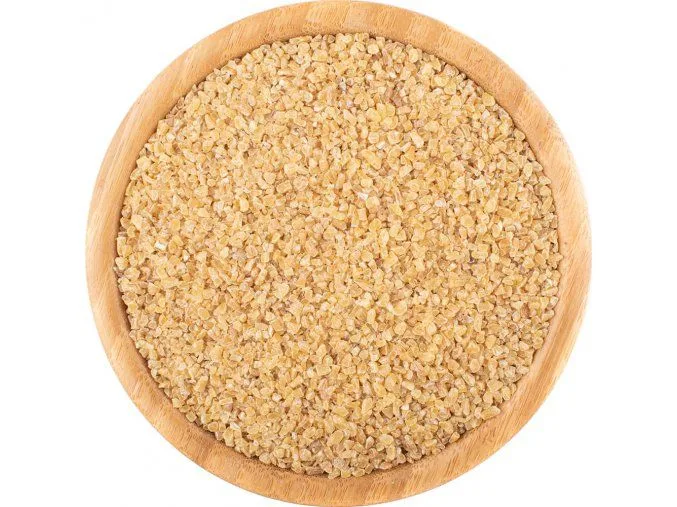 Bulgur wheat in wooden bowl