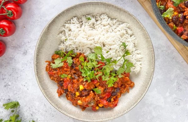 Red bean chili with rice