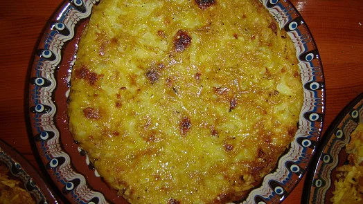 Baked potato cake with squash