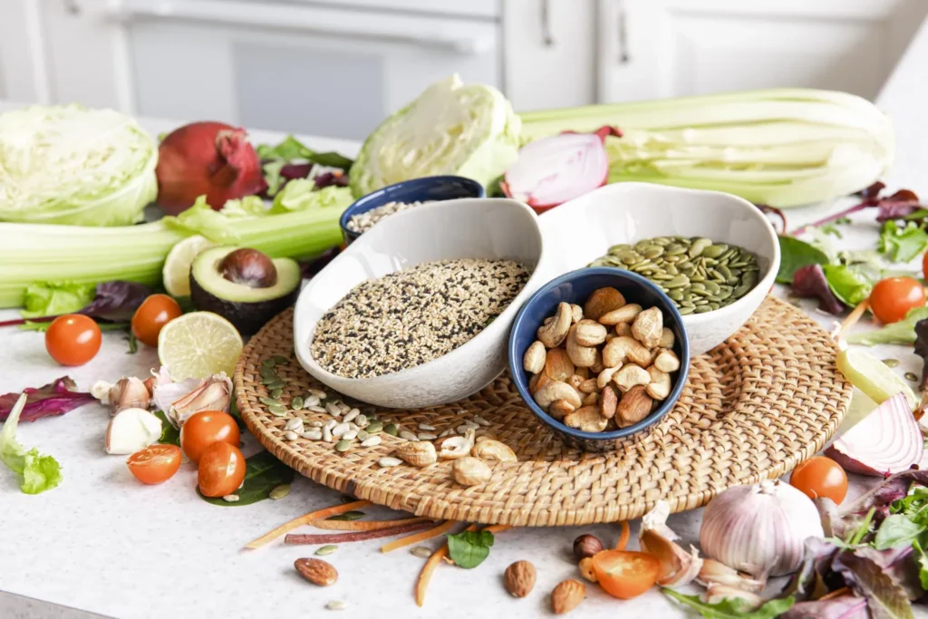 High-fiber foods display