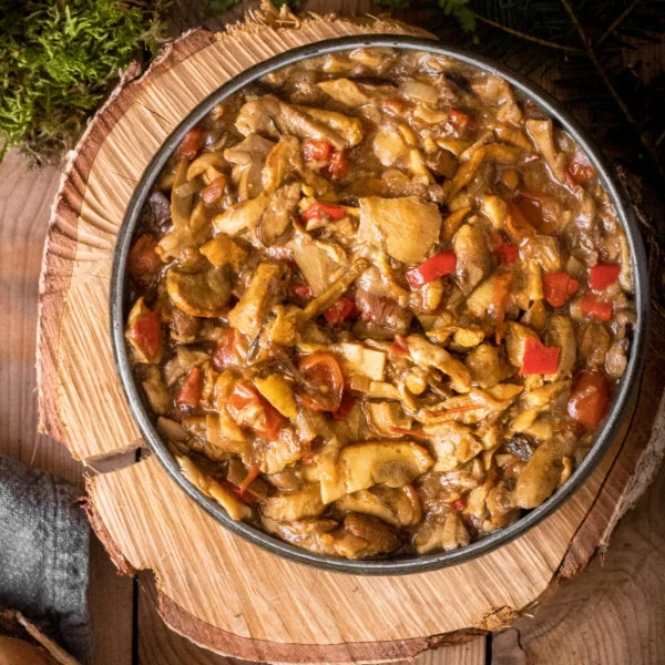 Mushroom ragout in pan