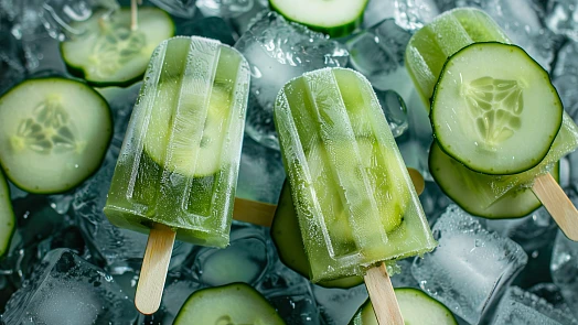 Okurkové limonádové tyčinky na ledu s čerstvými okurek