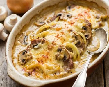 Mushroom pasta bake dish