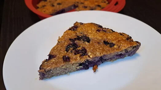 Slice of yogurt cake with berries